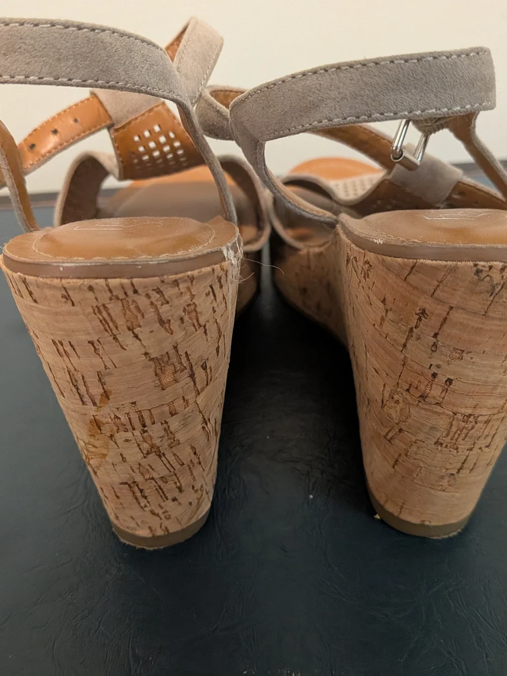 Franco Sarto Women’s Beige Cork Wedge Sandals
